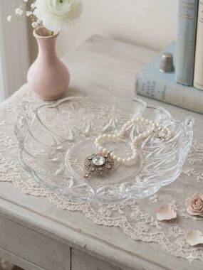 Clear Pressed Glass Decorative Bowl - Crystal-Look Dish